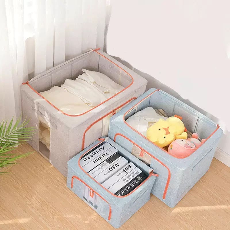 Printed Large Capacity Storage Box, Waterproof Oxford Cloth Steel Storage Box, Clothing Quilt Storage Bag Organizer, Quilt Blanket Socks Stuff Container, Portable Folding Closet Organizer Printed Large Capacity Storage Box, Waterproof Oxford Cloth Steel Storage Box, Clothing Quilt Storage Bag Organizer, Quilt Blanket Socks Stuff Container, Portable Folding Closet Organizer